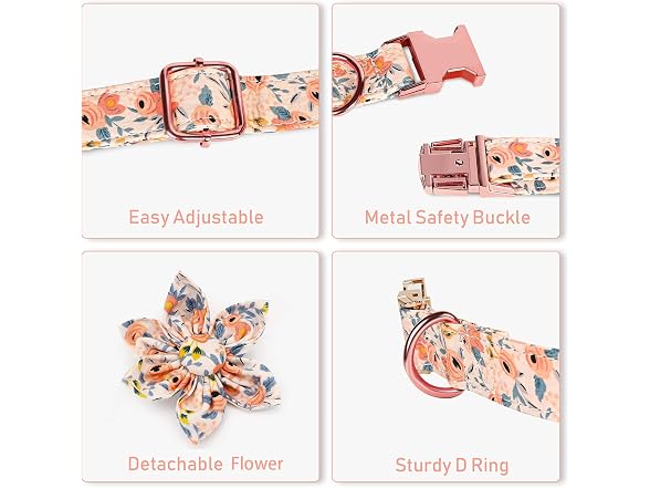 DALUZ Girl Dog Collar with Detachable Flower,