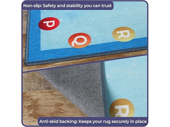 Superior Map Non-Slip Kids Washable Indoor Area Rug
