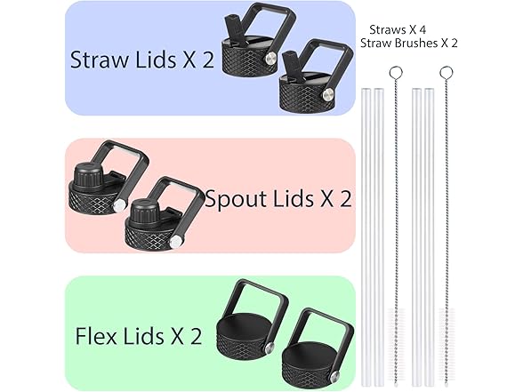 BJPKPK 2 Pack Insulated Water Bottle with Straw Lid