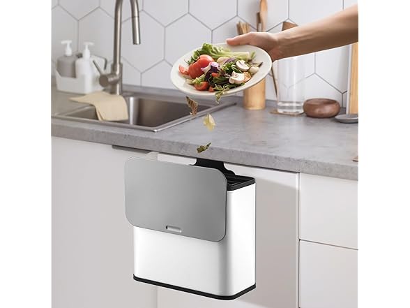 OUTLANE 1.3 Gallon Slim Hanging Stainless Steel Trash