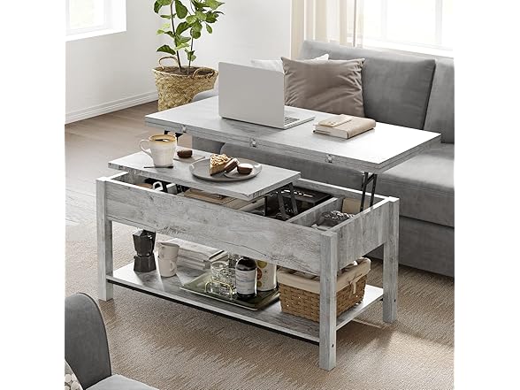 FABATO 4-in-1 Lift Top Coffee Table Grey