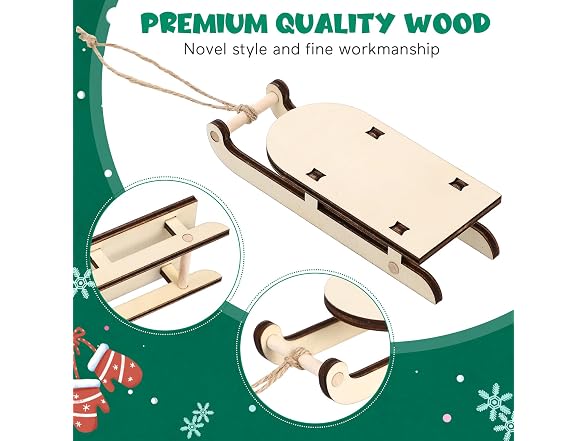 VOSAREA 10PCS Christmas Sled Ornament Miniature