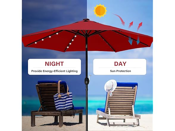 YSSOA 9ft Solar LED Lighted Patio, Red - Gallery 5