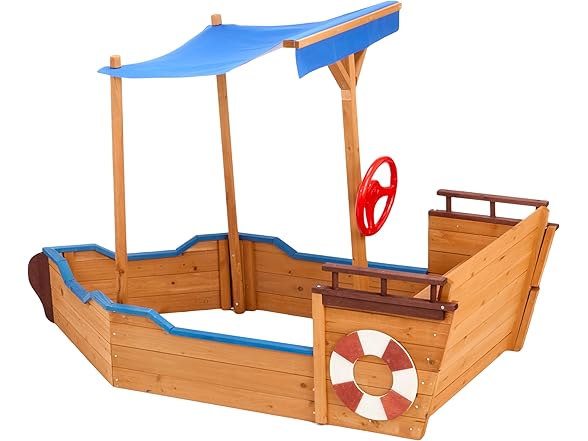 SPOFLYINN Pirate Ship Sandbox with Cover