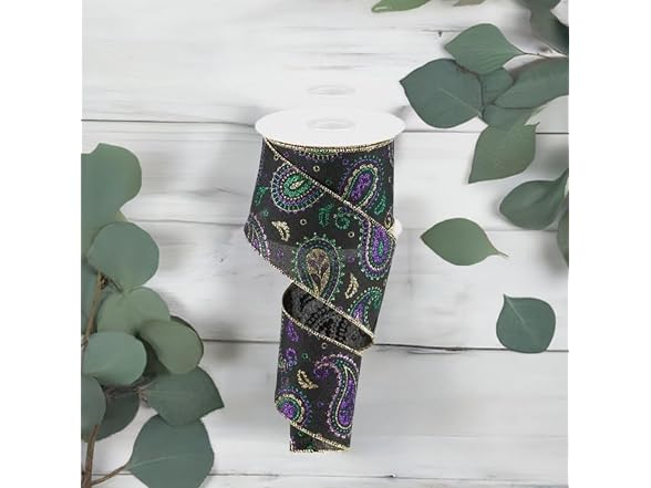 Paisley Wired Edge Ribbon - 10 Yards (2.5