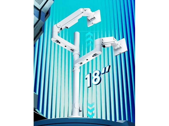 ARES WING 17" to 49" White Stacked Dual Monitor Arm 
