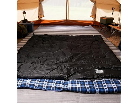 Blue/Black Flannel Queen Size Sleeping Bag