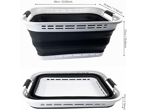 SAMMART 42L (11 Galloons) Collapsible Plastic Laundry Basket