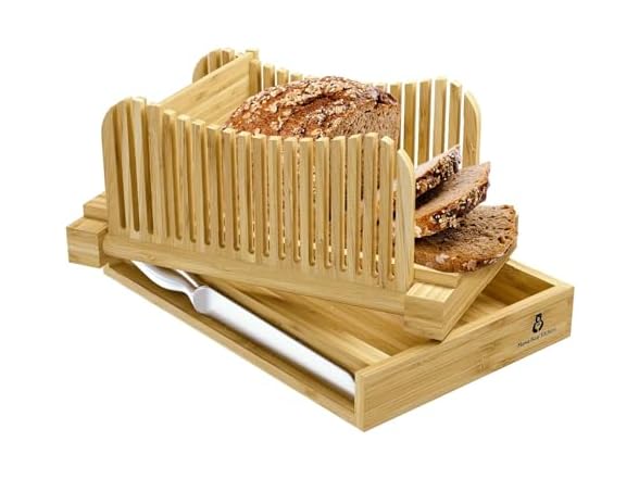 Bamboo Bread Slicing Guide with Knife