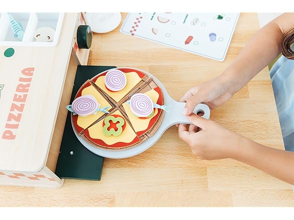 Pearhead Wooden Pizzeria Montessori Set, 38-Piece