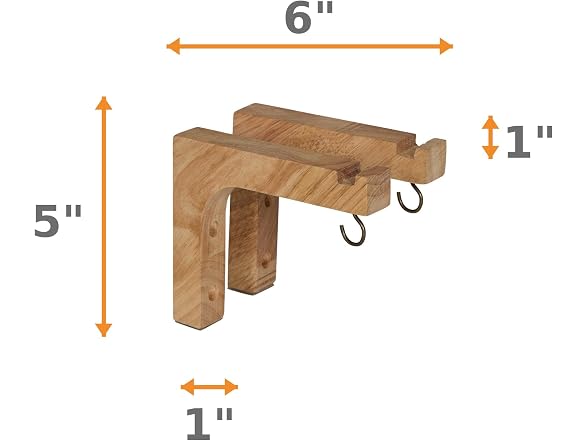 Acacia Wood Hanging Brackets with Dual Hooks, 2-Pack