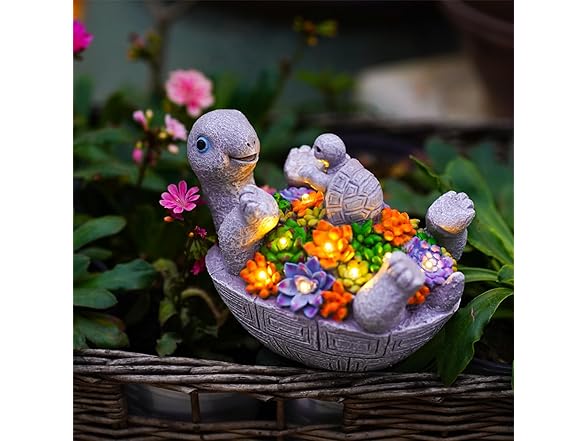 Pohabery Solar Turtle Figurines Garden Decor
