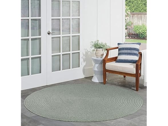Superior Reversible Braided Area Rug, 6' rd, Fog Green