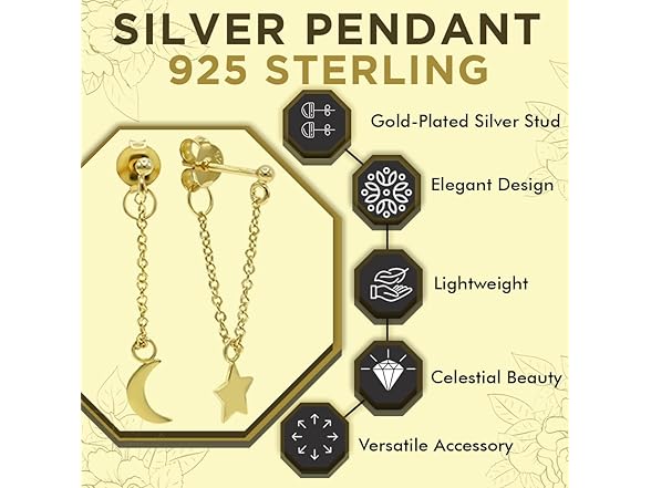 Gold Plated Celestial Stud Earrings