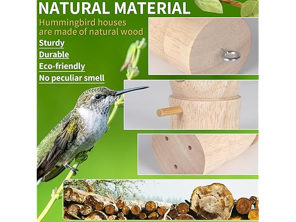 LOTKEY Wooden Hummingbird House 3 Pack