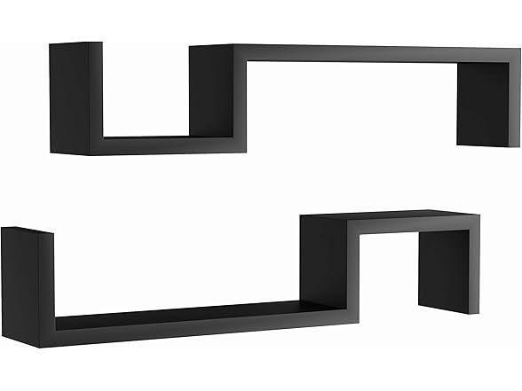 Black 'S' Wall Mount Shelves (Set of 2)
