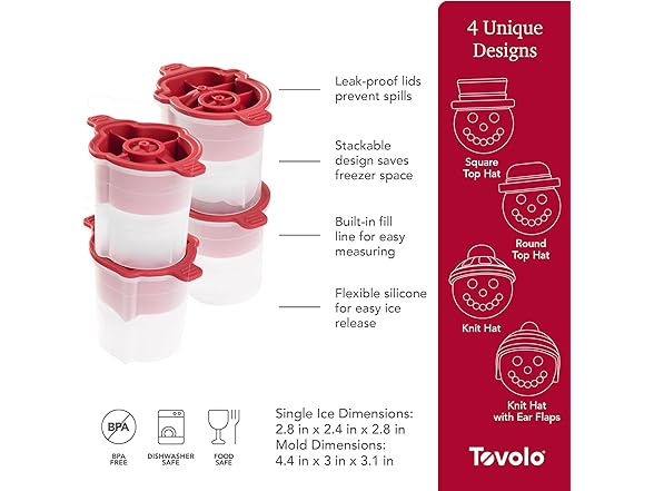 Tovolo Ice Cube Snowman Mold Holiday Ice Molds