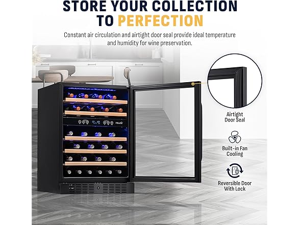 Newair Built-in Dual Zone Wine Fridge - 46 Bottles