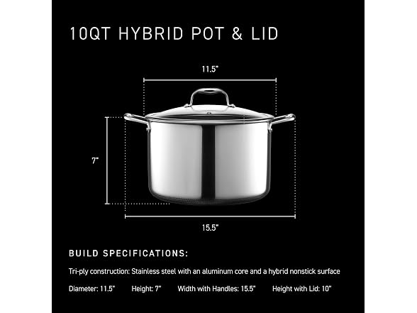 Hexclad 10QT Hybrid Stock Pot with Lid