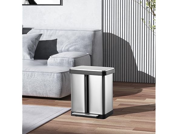 Takywep 19 Gal Dual Trash Can, 36L+36L Stainless Steel