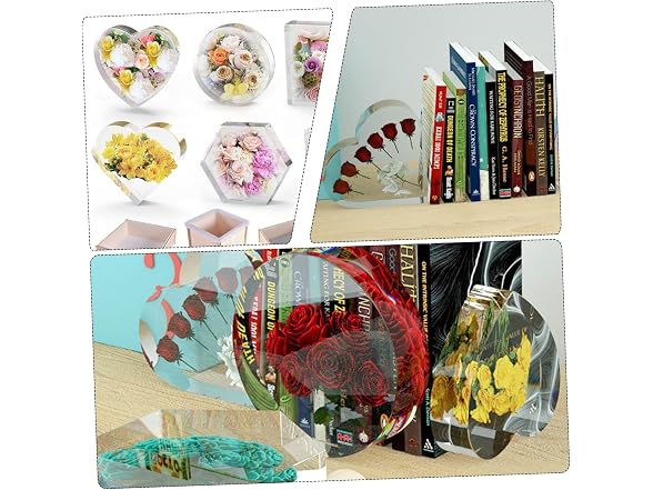 Silicone Heart Mold for Resin Bookends,