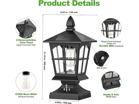Brightever Edison Solar Post Light