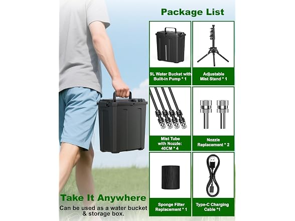 Ausic Portable Misting System with Stand
