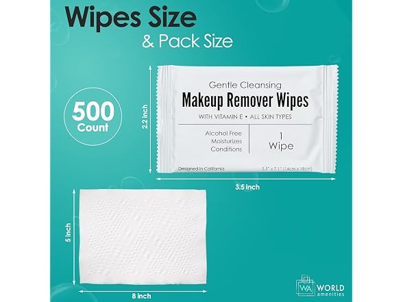 World Amenities Individual Makeup Remover Wipes