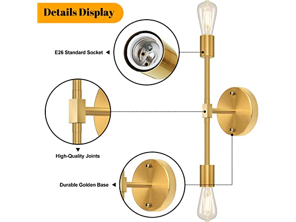 TOBUSA 2 Pack Bathroom Vanity Light