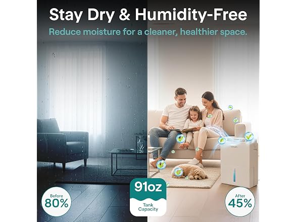 SereneLife 91 OZ Dehumidifier For Home