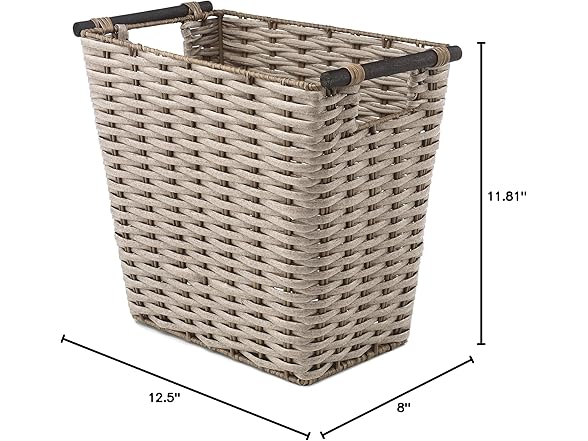 Whitmor Waste Basket with Wood Handles