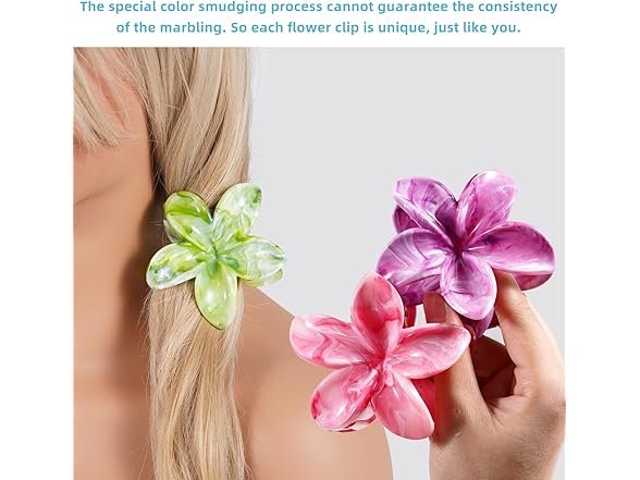 (4 ct) SHINLEA Flower Claw Clips, Hawaiian Plumeria Flower