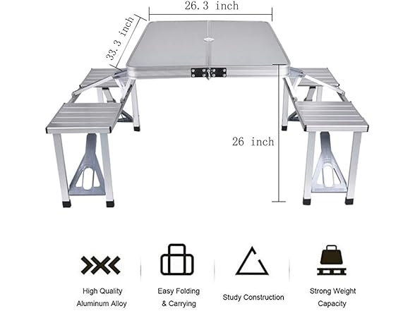 Bartonisen Bartonisen Folding Picnic Table Aluminu