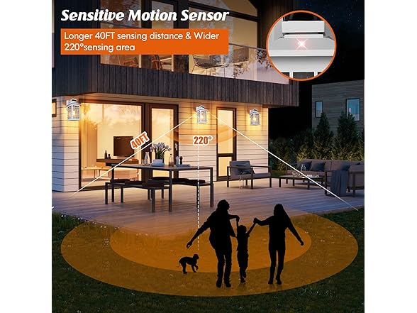 Kondras Motion Sensor Outside Wall Lantern Waterproof