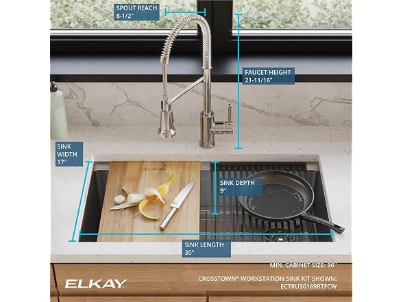 Elkay Crosstown 18 Gauge Workstation SS Sink & Faucet Kit