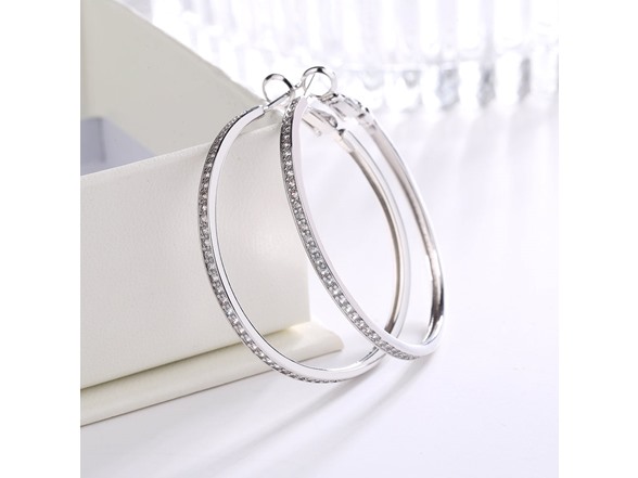 14K White Gold Large Hoop Earrings