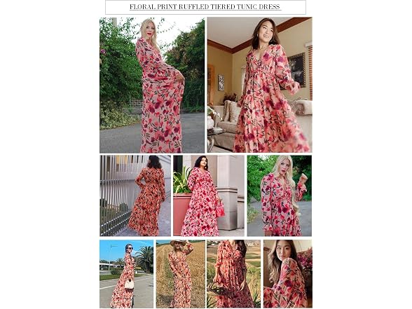 Blencot Women (M) Casual V Neck Long Sleeve Dress