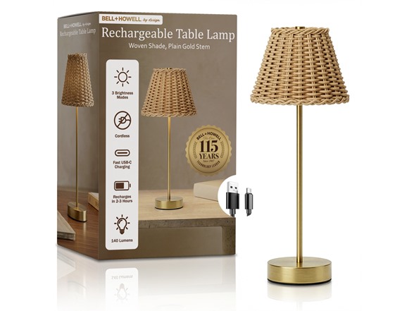 Gold Base Woven Shade Smooth Lamp