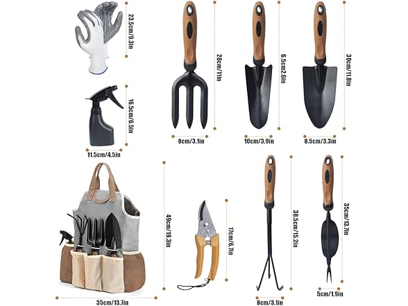 9-Piece Garden Tool Set w/Organizer