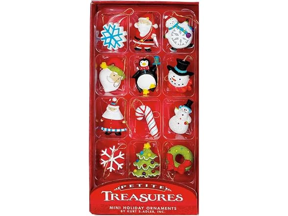 Kurt Adler Petite Treasures Mini Ornaments 12Pc