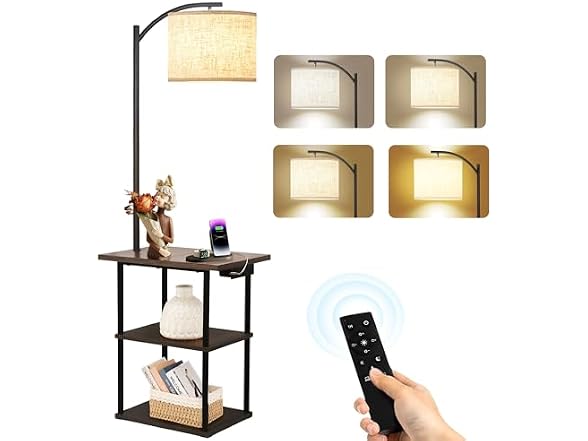 PESRAE Remote Lamp End Table - Rustic