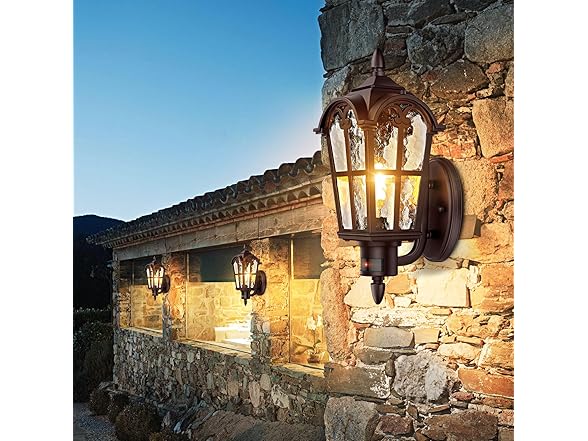BesLowe Motion Sensor Outdoor Wall Lights, 16" Brown