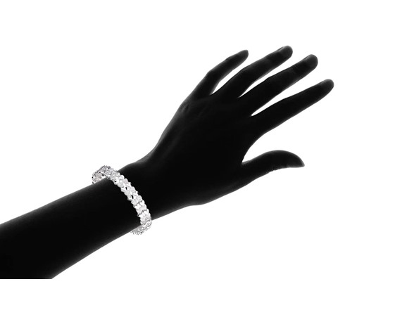 Diamond Cut Two Row Heart Bracelet