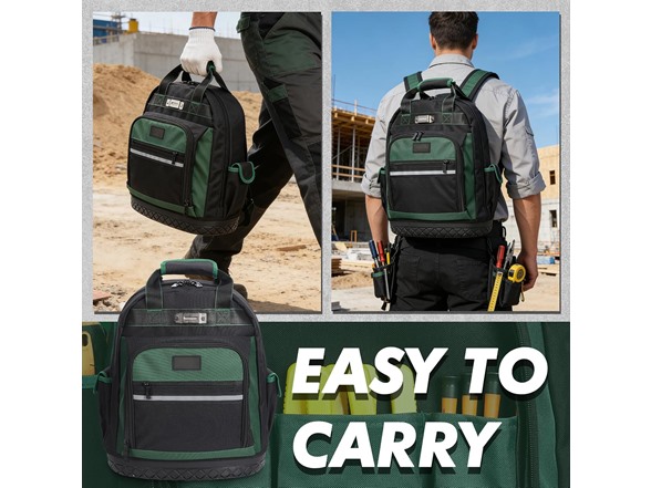 Heavy Duty Oxford Tool Backpack 17'' Curved Hard Base
