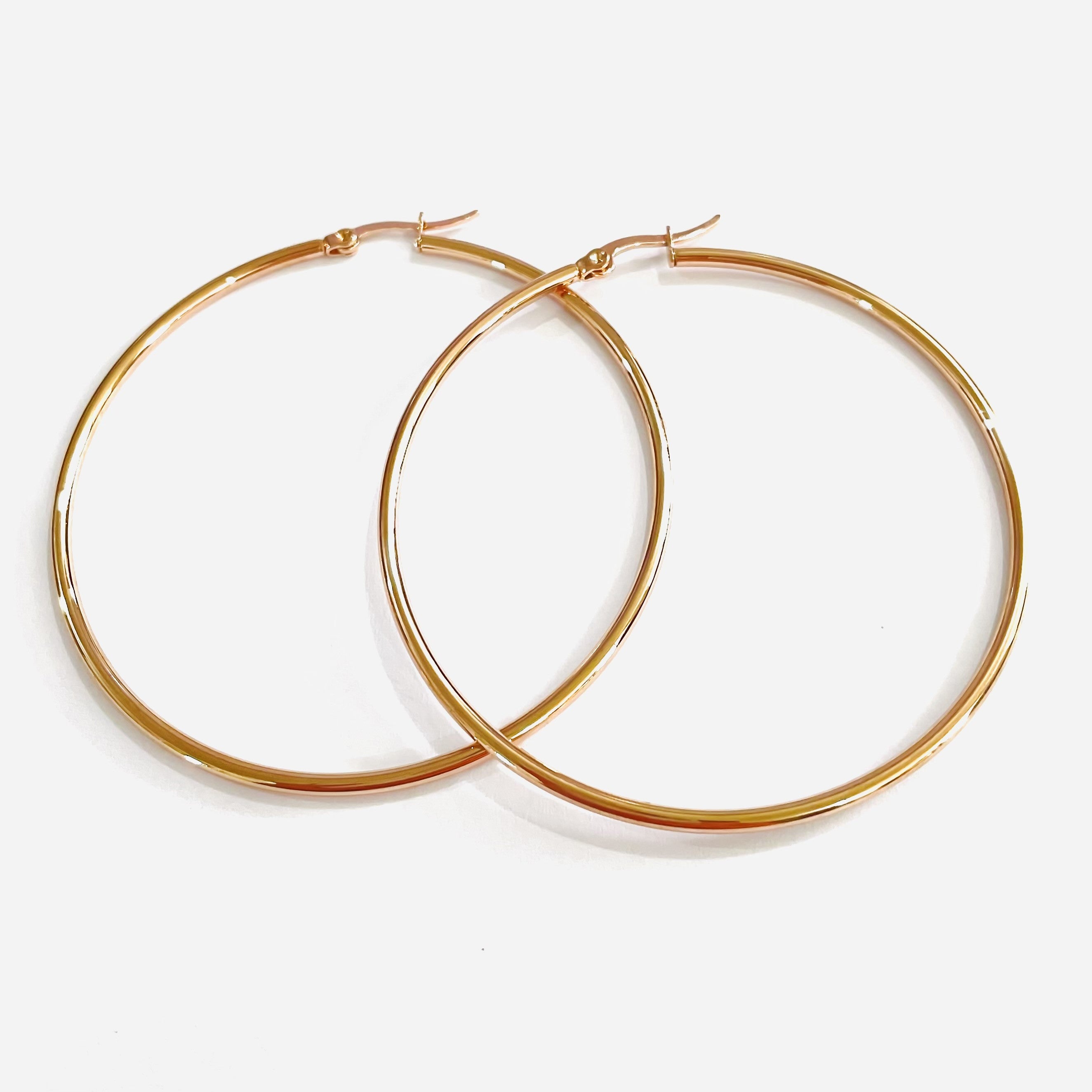 14k Rose Gold Plated Large Hoop Earring - Gallery 3
