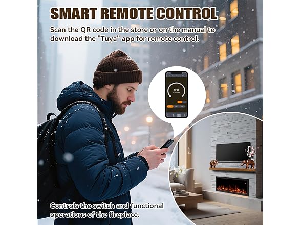 TUAN 60 in Smart WiFi Electric Fireplace