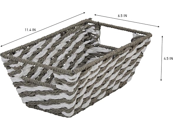 Simplify Small Striped Woven Basket in Gray