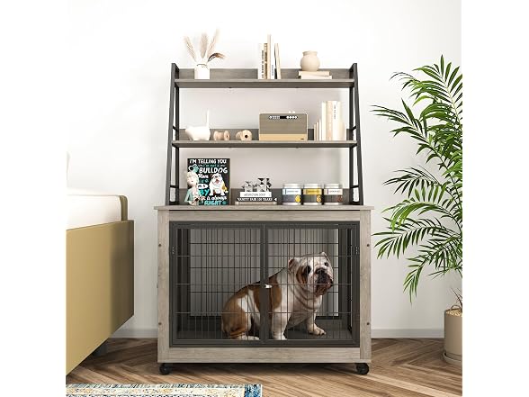 Okak Dog Crate Side Table Grey