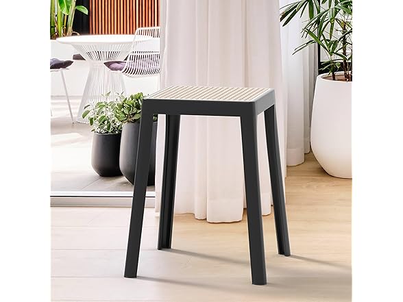 LeisureMod Square Plastic Dining Stool