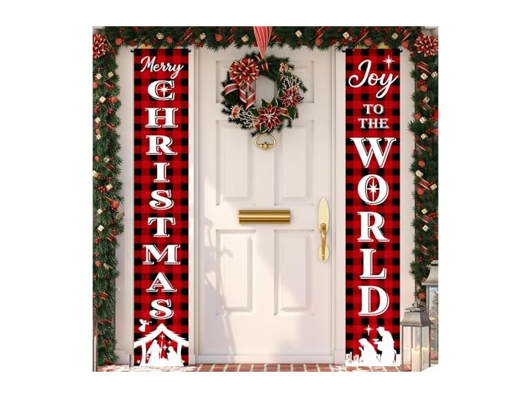 2 Pcs Christmas Nativity Porch Banners